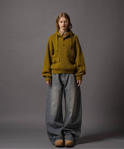 Double Pocket Knit Hoodie - ダブルポケット ニットフーディー