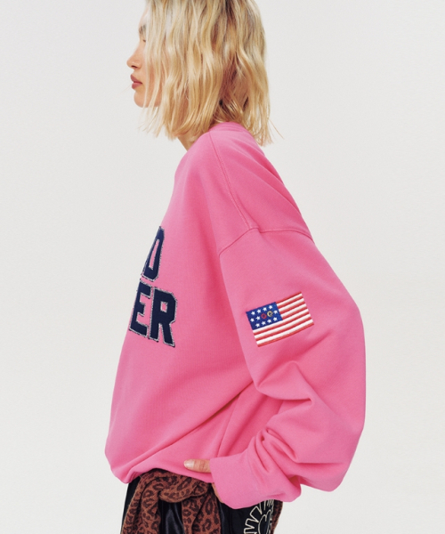 MOODBETTER（ムード ベター）の「FLAG PATCH APPLIQUE SWEATSHIRT PINK（スウェット・レディース・その他・FREE）」の4枚目の写真