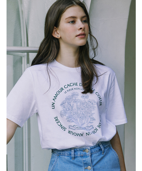 NONLOCAL(ノンローカル)の「Marguerite Print T-shirt - White(Tシャツ/カットソー・レディース・その他・FREE)」の1枚目の写真