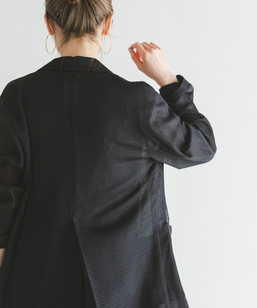 Noble（ノーブル）の「エアリーメッシュロングジャケット（テーラードジャケット・レディース・ブラック/ホワイト系その他・38/36）」の5枚目の写真