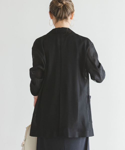 Noble（ノーブル）の「エアリーメッシュロングジャケット（テーラードジャケット・レディース・ブラック/ホワイト系その他・38/36）」の10枚目の写真