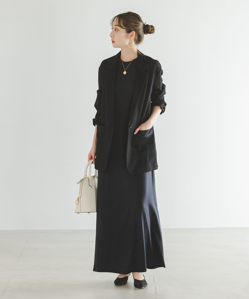 Noble（ノーブル）の「エアリーメッシュロングジャケット（テーラードジャケット・レディース・ブラック/ホワイト系その他・38/36）」の11枚目の写真