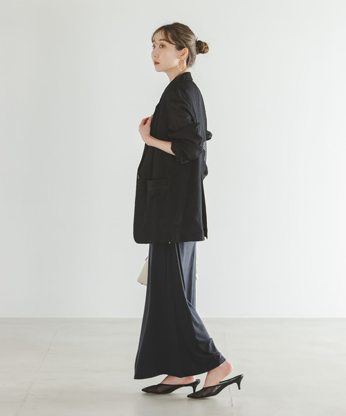 Noble（ノーブル）の「エアリーメッシュロングジャケット（テーラードジャケット・レディース・ブラック/ホワイト系その他・38/36）」の12枚目の写真