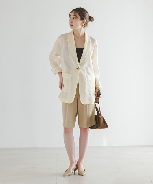 Noble（ノーブル）の「エアリーメッシュロングジャケット（テーラードジャケット・レディース・ブラック/ホワイト系その他・38/36）」の17枚目の写真