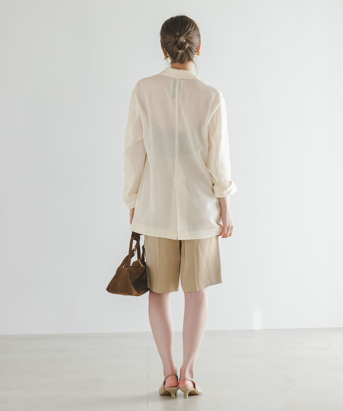 Noble（ノーブル）の「エアリーメッシュロングジャケット（テーラードジャケット・レディース・ブラック/ホワイト系その他・38/36）」の18枚目の写真