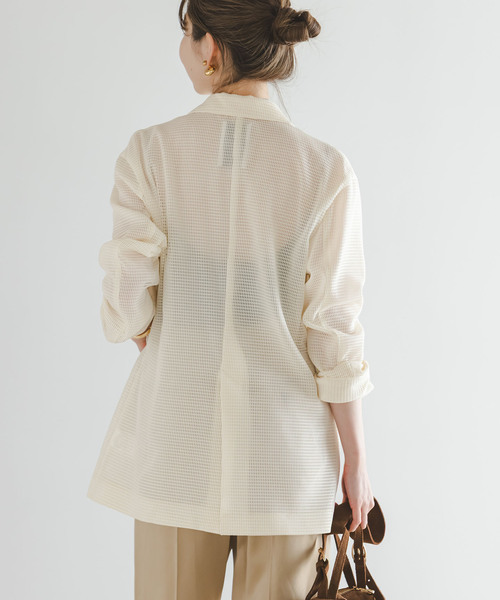 Noble（ノーブル）の「エアリーメッシュロングジャケット（テーラードジャケット・レディース・ブラック/ホワイト系その他・38/36）」の21枚目の写真