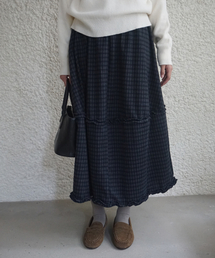 MOOD INSIDE WOMAN（ムード インサイド ウーマン）の「(ウィメンズ) チェックフリルロングスカート_Navy（スカート）」