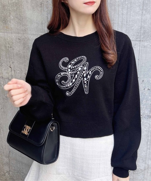 INGNI(イング)の「イニシャルビジューロゴニット(ニット/セーター・レディース・グレー/オフホワイト/ピンク/ブラック・M)」の3枚目の写真