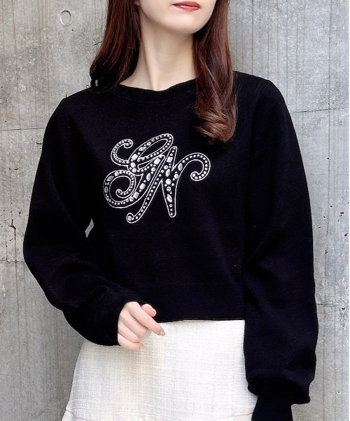 INGNI(イング)の「イニシャルビジューロゴニット(ニット/セーター・レディース・グレー/オフホワイト/ピンク/ブラック・M)」の11枚目の写真