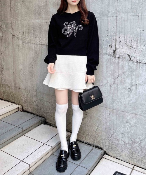 INGNI(イング)の「イニシャルビジューロゴニット(ニット/セーター・レディース・グレー/オフホワイト/ピンク/ブラック・M)」の15枚目の写真