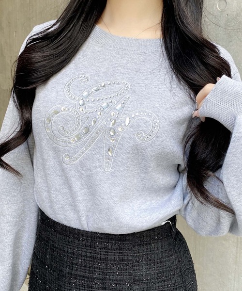 INGNI(イング)の「イニシャルビジューロゴニット(ニット/セーター・レディース・グレー/オフホワイト/ピンク/ブラック・M)」の20枚目の写真