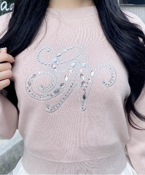 INGNI(イング)の「イニシャルビジューロゴニット(ニット/セーター・レディース・グレー/オフホワイト/ピンク/ブラック・M)」の6枚目の写真