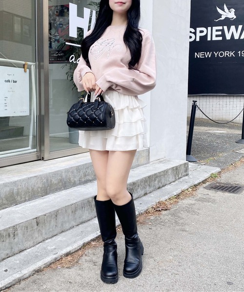 INGNI(イング)の「イニシャルビジューロゴニット(ニット/セーター・レディース・グレー/オフホワイト/ピンク/ブラック・M)」の10枚目の写真