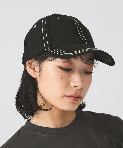 Ray BEAMS(レイビームス)の「配色 ステッチ キャップ 日除け 紫外線対策 夏素材 レジャー アウトドア 夏コーデ(キャップ・レディース・ミント/ベージュ/ブラック・ONE SIZE)」の4枚目の写真