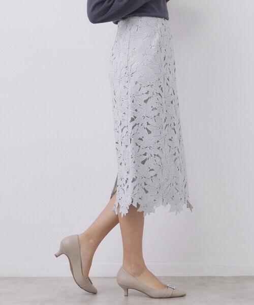 index（インデックス）の「フラワーレースタイトスカート【洗濯機OK】《XS～3L》（スカート・レディース・ネイビー/サンドベージュ/サックスブルー・44/42/40/38/36/34）」の22枚目の写真