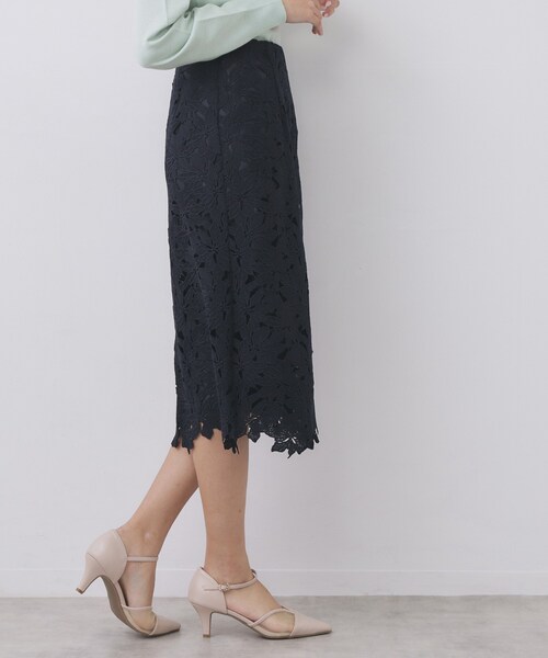 index（インデックス）の「フラワーレースタイトスカート【洗濯機OK】《XS～3L》（スカート・レディース・ネイビー/サンドベージュ/サックスブルー・44/42/40/38/36/34）」の18枚目の写真
