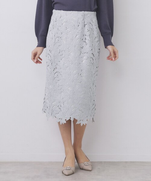 index（インデックス）の「フラワーレースタイトスカート【洗濯機OK】《XS～3L》（スカート・レディース・ネイビー/サンドベージュ/サックスブルー・44/42/40/38/36/34）」の14枚目の写真