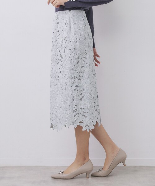 index（インデックス）の「フラワーレースタイトスカート【洗濯機OK】《XS～3L》（スカート・レディース・ネイビー/サンドベージュ/サックスブルー・44/42/40/38/36/34）」の13枚目の写真