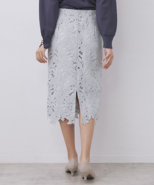 index（インデックス）の「フラワーレースタイトスカート【洗濯機OK】《XS～3L》（スカート・レディース・ネイビー/サンドベージュ/サックスブルー・44/42/40/38/36/34）」の12枚目の写真