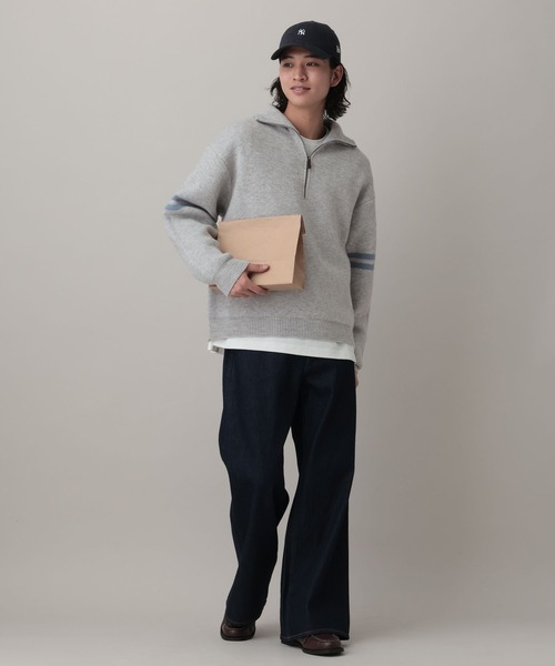 RAGEBLUE（レイジブルー）の「Line Half Zip Knit Pullover / ラインハーフジップニットプルオーバー（ニット/セーター・メンズ・グレー/ネイビー・MEDIUM/LARGE）」の4枚目の写真