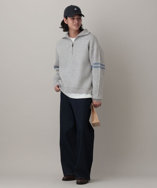 RAGEBLUE（レイジブルー）の「Line Half Zip Knit Pullover / ラインハーフジップニットプルオーバー（ニット/セーター・メンズ・グレー/ネイビー・MEDIUM/LARGE）」の5枚目の写真
