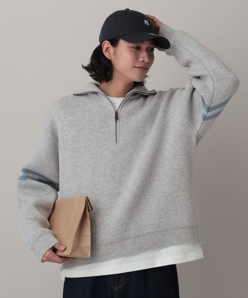 RAGEBLUE（レイジブルー）の「Line Half Zip Knit Pullover / ラインハーフジップニットプルオーバー（ニット/セーター・メンズ・グレー/ネイビー・MEDIUM/LARGE）」の6枚目の写真