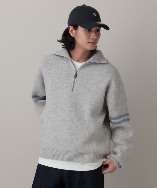 RAGEBLUE（レイジブルー）の「Line Half Zip Knit Pullover / ラインハーフジップニットプルオーバー（ニット/セーター・メンズ・グレー/ネイビー・MEDIUM/LARGE）」の7枚目の写真