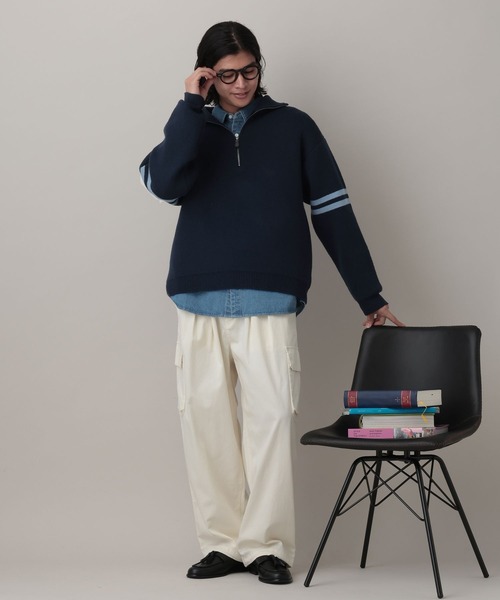 RAGEBLUE（レイジブルー）の「Line Half Zip Knit Pullover / ラインハーフジップニットプルオーバー（ニット/セーター・メンズ・グレー/ネイビー・MEDIUM/LARGE）」の10枚目の写真