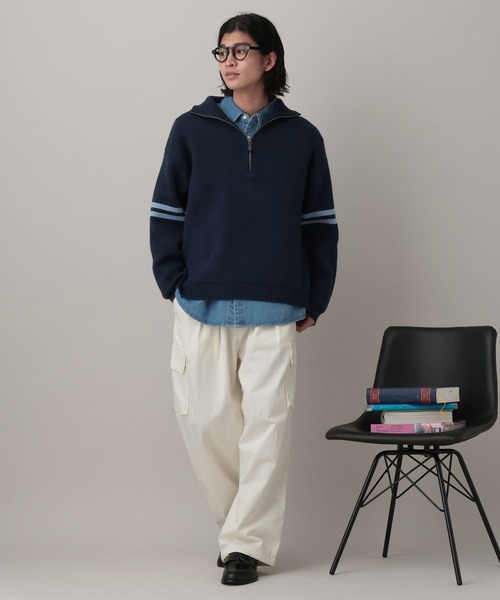 RAGEBLUE（レイジブルー）の「Line Half Zip Knit Pullover / ラインハーフジップニットプルオーバー（ニット/セーター・メンズ・グレー/ネイビー・MEDIUM/LARGE）」の11枚目の写真