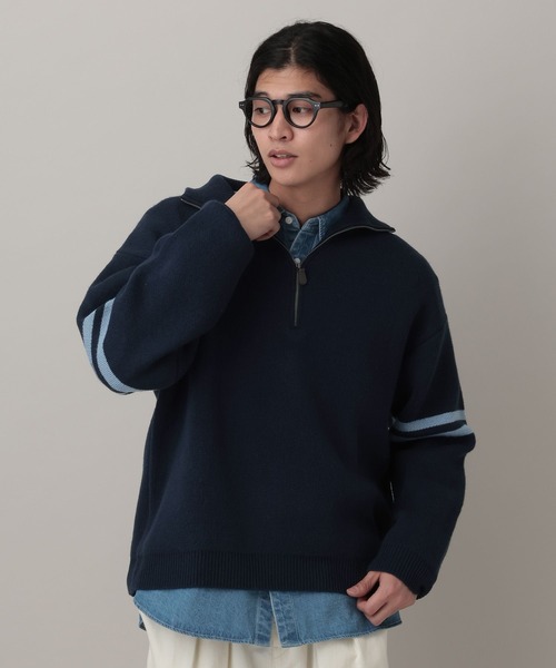 RAGEBLUE（レイジブルー）の「Line Half Zip Knit Pullover / ラインハーフジップニットプルオーバー（ニット/セーター・メンズ・グレー/ネイビー・MEDIUM/LARGE）」の12枚目の写真