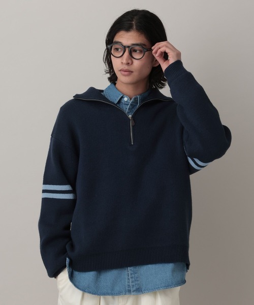 RAGEBLUE（レイジブルー）の「Line Half Zip Knit Pullover / ラインハーフジップニットプルオーバー（ニット/セーター・メンズ・グレー/ネイビー・MEDIUM/LARGE）」の13枚目の写真