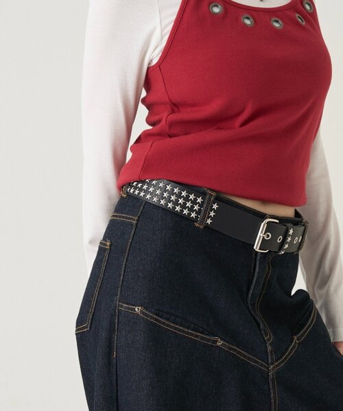 WHO'S WHO gallery（フーズフーギャラリー）の「スタースタッズベルト（ベルト・レディース・ブラック・FREE）」の2枚目の写真