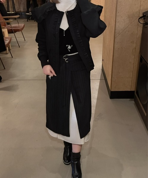 idem（イデム）の「sailor color frill rib cardigan / セーラーカラーカーディガン（カーディガン/ボレロ・レディース・アイボリー/ブラック・FREE）」の11枚目の写真