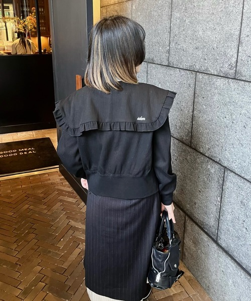 idem（イデム）の「sailor color frill rib cardigan / セーラーカラーカーディガン（カーディガン/ボレロ・レディース・アイボリー/ブラック・FREE）」の12枚目の写真