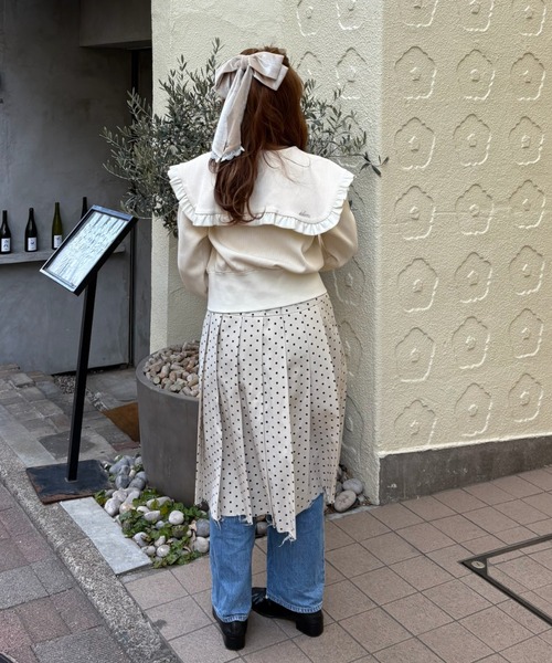 idem（イデム）の「sailor color frill rib cardigan / セーラーカラーカーディガン（カーディガン/ボレロ・レディース・アイボリー/ブラック・FREE）」の3枚目の写真
