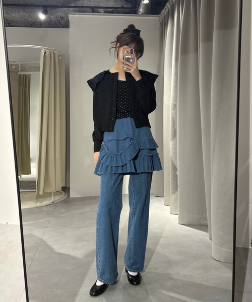 idem（イデム）の「sailor color frill rib cardigan / セーラーカラーカーディガン（カーディガン/ボレロ・レディース・アイボリー/ブラック・FREE）」の17枚目の写真