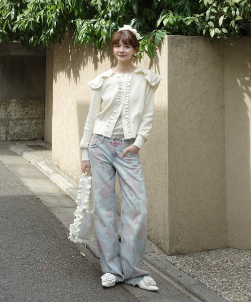 idem（イデム）の「sailor color frill rib cardigan / セーラーカラーカーディガン（カーディガン/ボレロ・レディース・アイボリー/ブラック・FREE）」の9枚目の写真