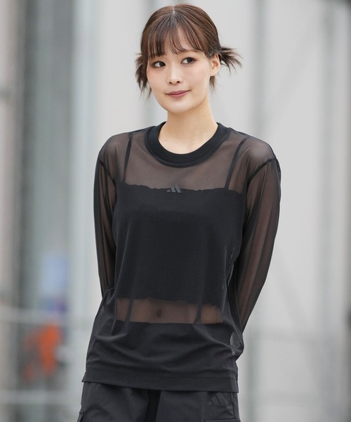 adidas(アディダス)の「adidas/アディダス W ASZN SOFTLUX LS シアーシャツ MME67(Tシャツ/カットソー・レディース・ブラック/オフホワイト・M/L)」の5枚目の写真