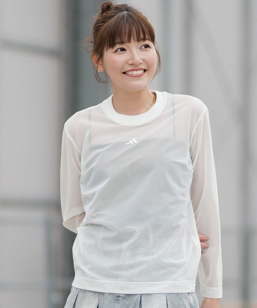 adidas(アディダス)の「adidas/アディダス W ASZN SOFTLUX LS シアーシャツ MME67(Tシャツ/カットソー・レディース・ブラック/オフホワイト・M/L)」の3枚目の写真