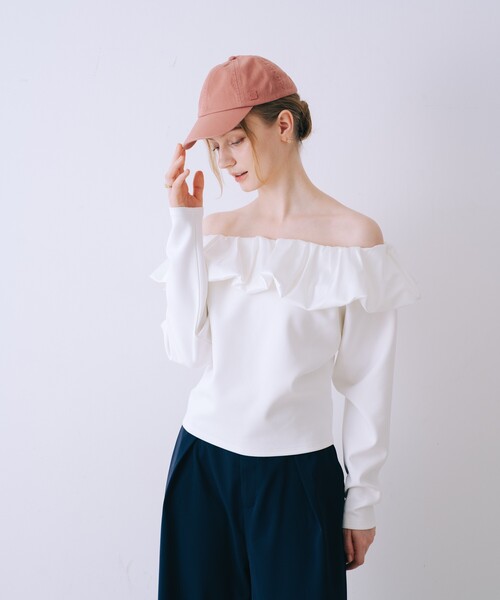SELFIST(セルフィスト)の「【セットアップ対応】バルーン3WAYショルダースウェット 空港コーデ 春服 夏服 オフショル(Tシャツ/カットソー・レディース・グレー/オフホワイト・フリー)」の20枚目の写真
