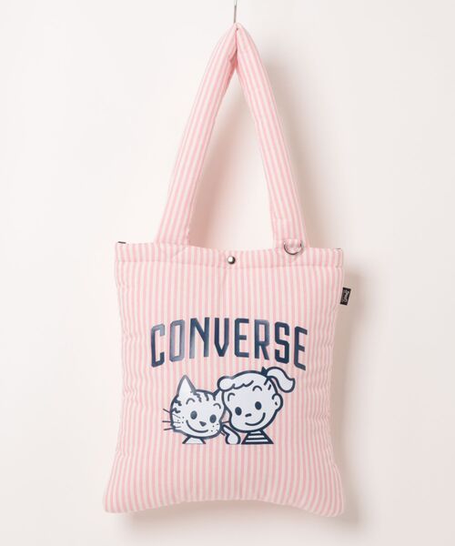 CONVERSE(コンバース)の「【CONVERSE】CV OG STRIPE PUFFING TOTE / オサムグッズコラボ ストライプ トートバッグ(トートバッグ・メンズ・ピンク/イエロー/サックスブルー・FREE)」の3枚目の写真