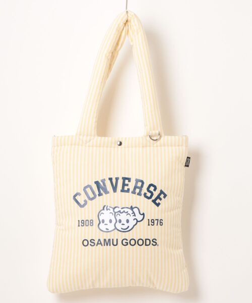 CONVERSE(コンバース)の「【CONVERSE】CV OG STRIPE PUFFING TOTE / オサムグッズコラボ ストライプ トートバッグ(トートバッグ・メンズ・ピンク/イエロー/サックスブルー・FREE)」の1枚目の写真