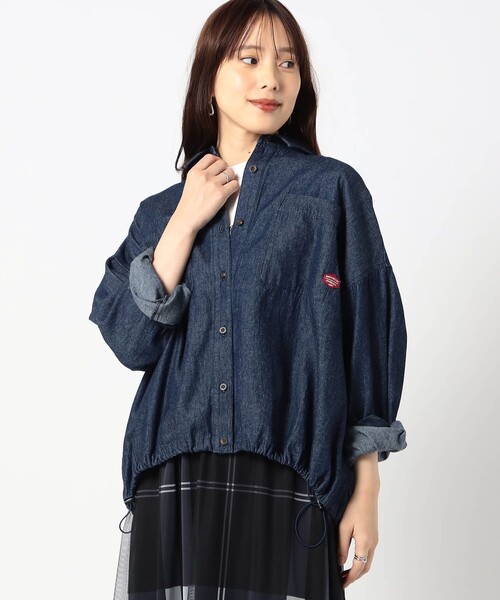 BROOKLYN OVERALL（ブルックリンオーバーオール）の「【BROOKLYN OVERALL 】ドロスト仕様　ブルゾンライクシャツ（シャツ/ブラウス・レディース・カーキ/クリーム/ネイビー/その他2・FREE）」の3枚目の写真