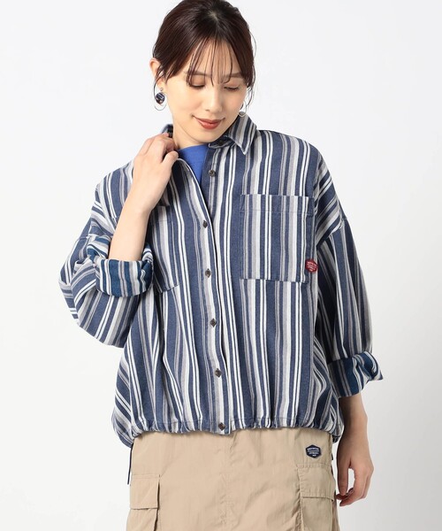 BROOKLYN OVERALL（ブルックリンオーバーオール）の「【BROOKLYN OVERALL 】ドロスト仕様　ブルゾンライクシャツ（シャツ/ブラウス・レディース・カーキ/クリーム/ネイビー/その他2・FREE）」の15枚目の写真