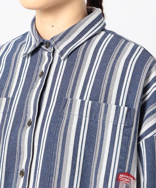 BROOKLYN OVERALL（ブルックリンオーバーオール）の「【BROOKLYN OVERALL 】ドロスト仕様　ブルゾンライクシャツ（シャツ/ブラウス・レディース・カーキ/クリーム/ネイビー/その他2・FREE）」の18枚目の写真