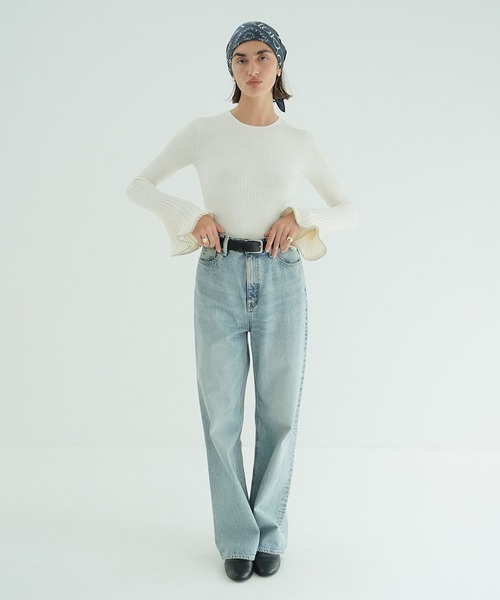 EMBELLISHED FRILL SLEEVE KNIT TOPS（ニット/セーター）｜CLANE