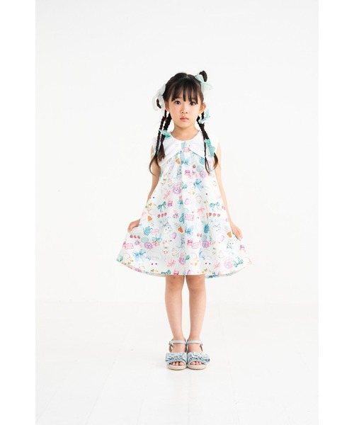 nino(ニノ)の「ミントストライプねこプリント リボン衿ワンピース(ワンピース・キッズ・ミント・140cm/130cm/150cm)」の11枚目の写真