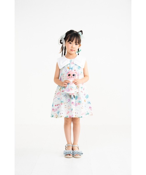 nino(ニノ)の「ミントストライプねこプリント リボン衿ワンピース(ワンピース・キッズ・ミント・140cm/130cm/150cm)」の12枚目の写真