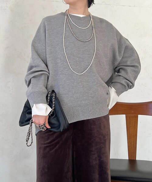 un dix cors（アンディコール）の「スエットライクラメニット（ニット/セーター・レディース・ピンク/グレー/ブラック・FREE）」の3枚目の写真