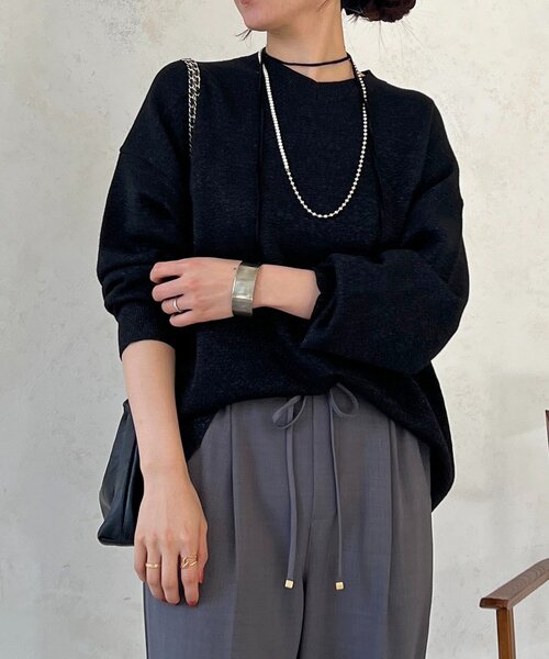 un dix cors（アンディコール）の「スエットライクラメニット（ニット/セーター・レディース・ピンク/グレー/ブラック・FREE）」の2枚目の写真